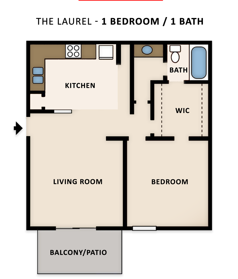 Plan Laurel 1 BR 1 BA recently renovated apartments in Homewood