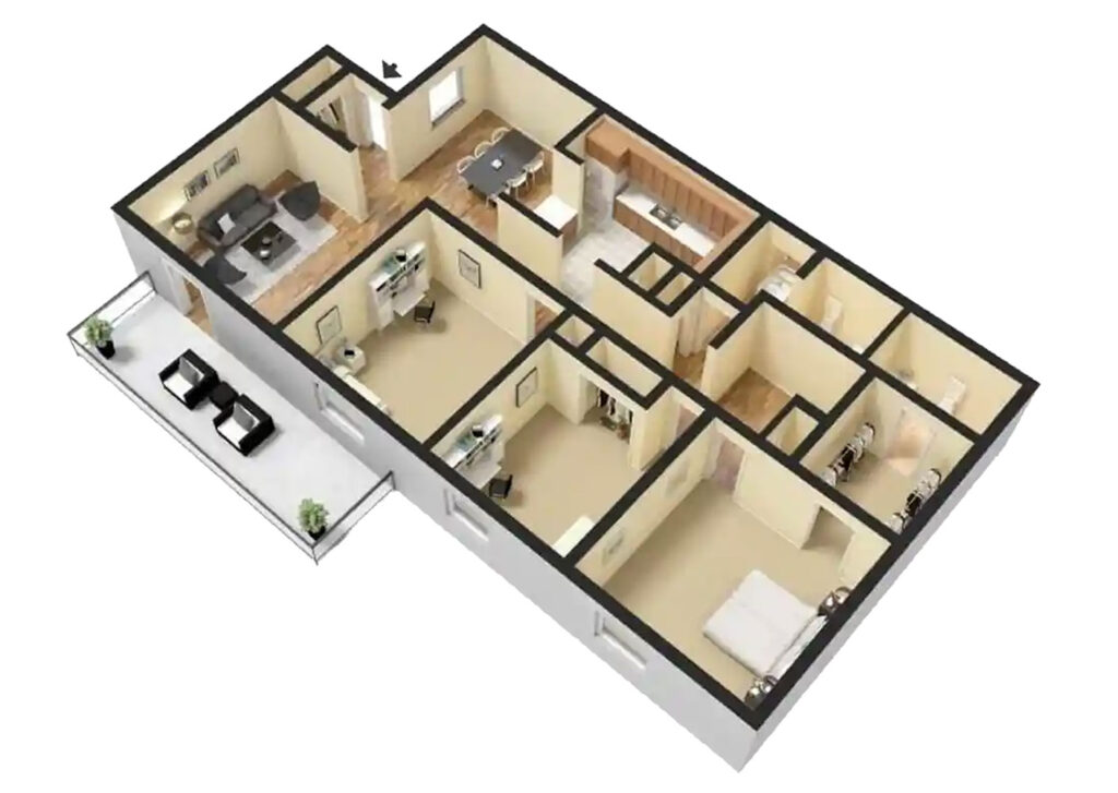 The Magnolia 3D Furnished Floor Plan Web