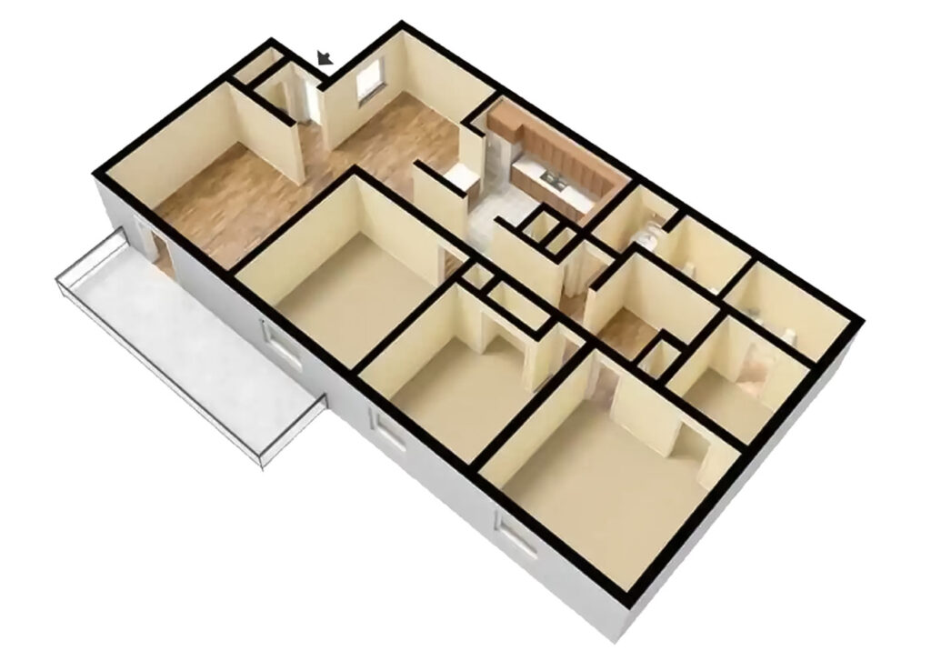 The Magnolia 3D Unfurnished Floor Plan Web